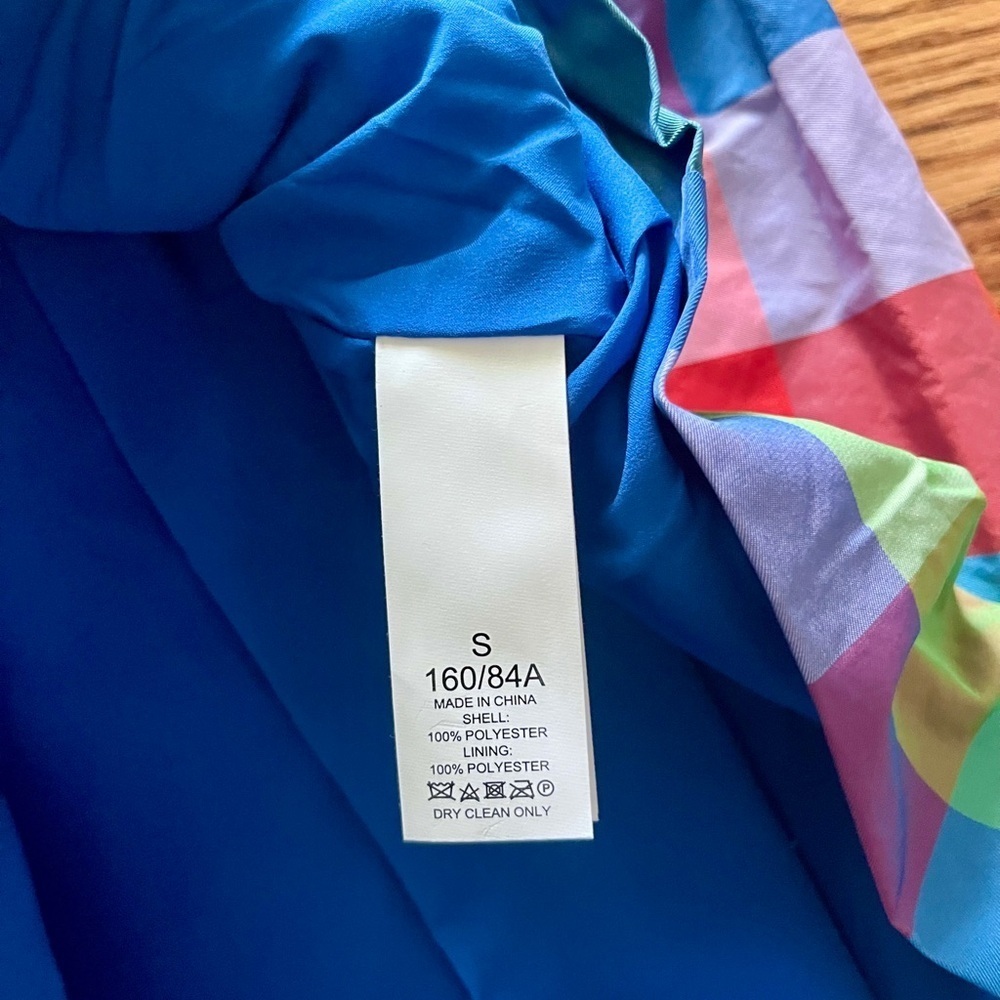 ♠️Kate Spade Madras Taffeta Shift Dress, Blue Multi-Color. Small. EUC - Picture 9 of 10